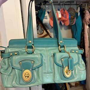 Gorgeous Y2K Coach Teal Legacy 65th Anniversary Satchel Shoulder Bag Very Rare